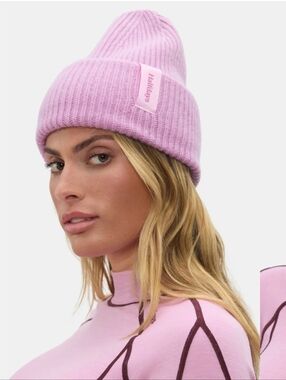 Halfdays Logo Merino Beanie Halfdays Merino Merino Rib Beanie Peony Pink